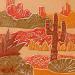 Painting 0c DESERT.  Rouge et orange by Devie Bernard  | Painting Figurative Subject matter Landscapes Cardboard Acrylic