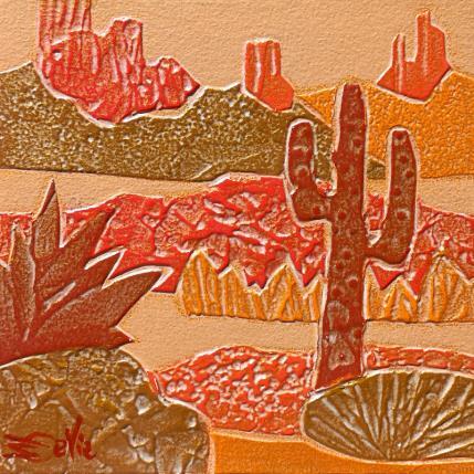 Peinture 0c DESERT.  Rouge et orange par Devie Bernard  | Tableau Figuratif Acrylique, Carton Paysages