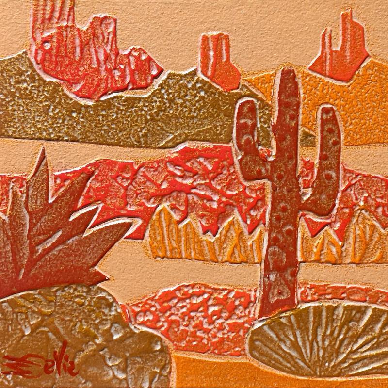 Peinture 0c DESERT.  Rouge et orange par Devie Bernard  | Tableau Figuratif Matiérisme Paysages Carton Acrylique