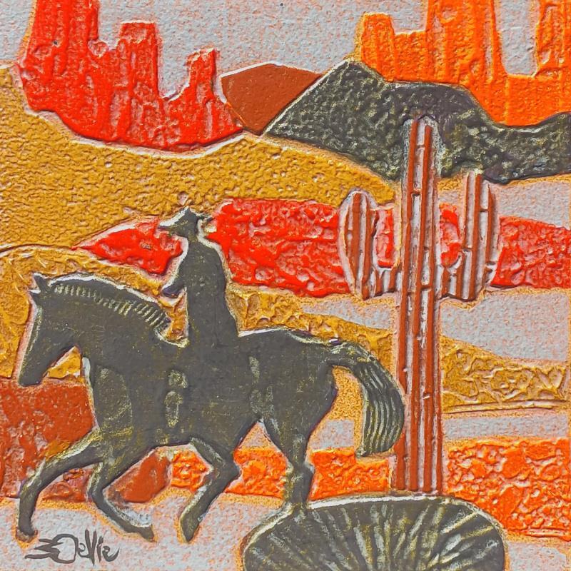 Peinture 8e DESERT. Orange et gris par Devie Bernard  | Tableau Figuratif Matiérisme Paysages Carton Acrylique