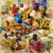 Gemälde Marche Africain von Lama Niankoye | Gemälde Figurativ Urban Alltagsszenen Acryl