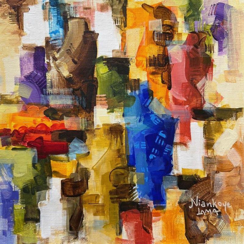 Painting Couleurs Tropicales by Lama Niankoye | Painting Abstract Acrylic Life style, Urban
