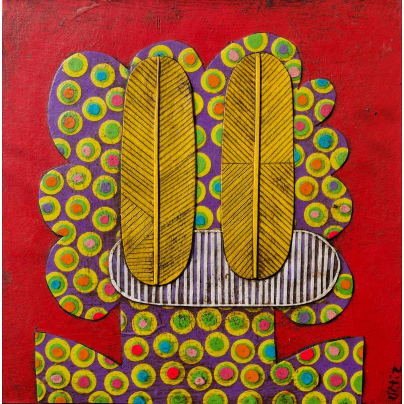 Painting Yellow Eyes 8 by Ortiz Gustavo | Painting Raw art Cardboard, Gluing Portrait
