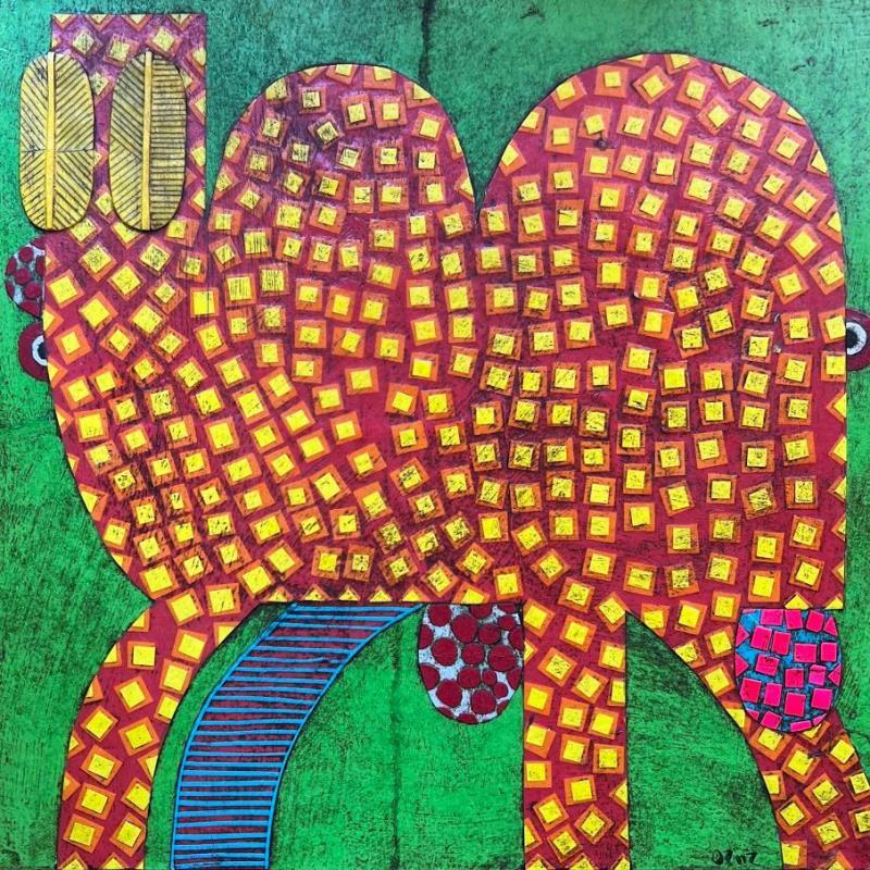 Gemälde Camel von Ortiz Gustavo | Gemälde Art brut Tiere Pappe Collage