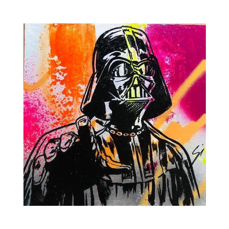 Painting lord vader by Mestres Sergi | Painting Pop-art Acrylic, Cardboard, Graffiti Pop icons, Portrait