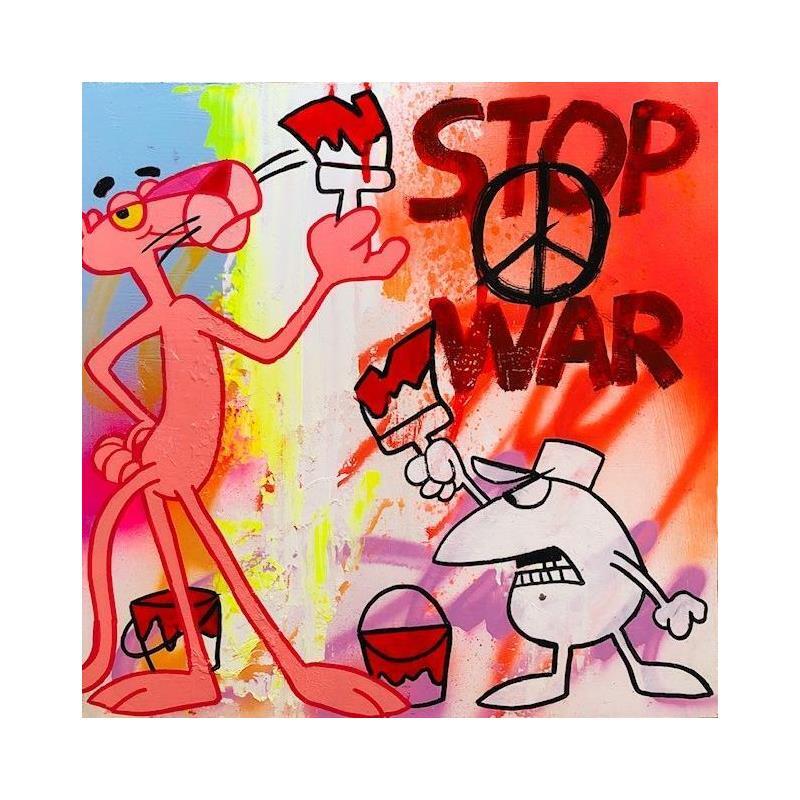 Painting stop war by Mestres Sergi | Painting Pop-art Acrylic, Cardboard, Graffiti Pop icons