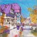 Peinture Strasbourg, Petite France n°137 par Castel Michel | Tableau Figuratif Paysages Acrylique