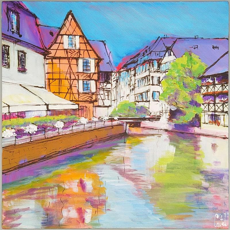 Peinture Strasbourg, Petite France n°138 par Castel Michel | Tableau Figuratif Paysages Acrylique