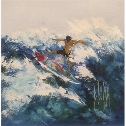 Painting Au sommet de la vague by Dupin Dominique | Painting Figurative Oil Marine