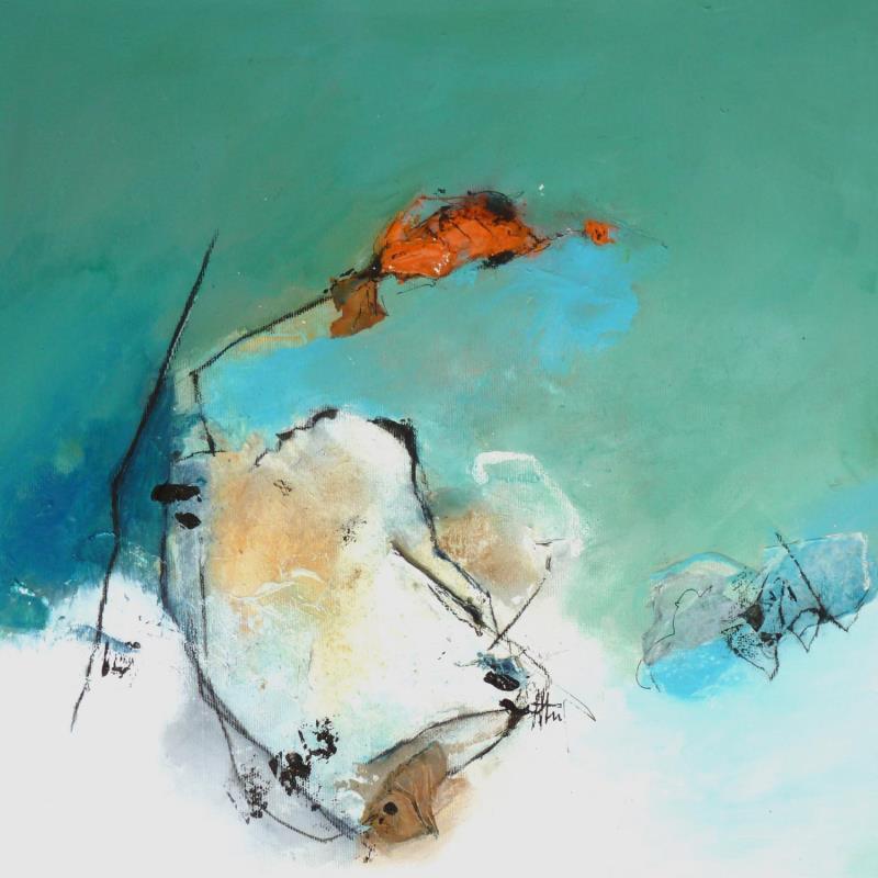 Painting PRESAGE D'UN AZUR ESTIVAL by Han | Painting Abstract Landscapes