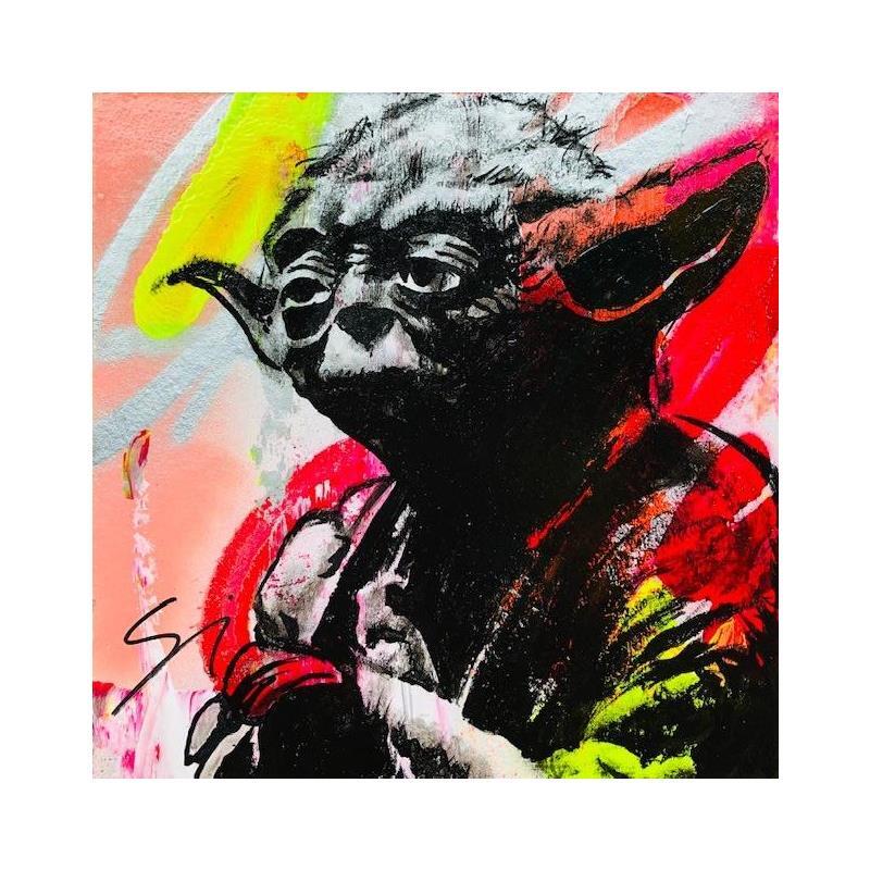 Painting yodas power by Mestres Sergi | Painting Pop art Mixed Portrait Urban Pop icons