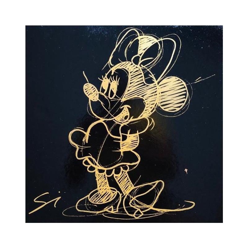 Painting minnie mouse in black and gold by Mestres Sergi | Painting Pop art Mixed Pop icons