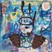 Gemälde Snoopy snorkling von Kikayou | Gemälde Pop-Art Pop-Ikonen Graffiti