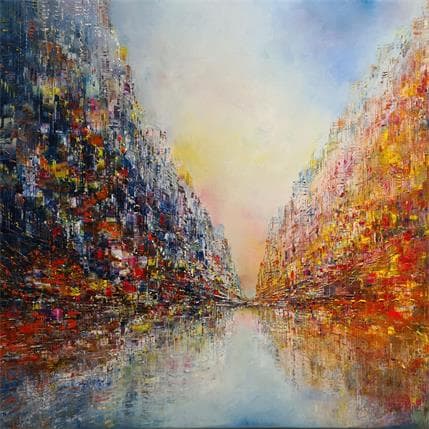 Painting D'une rive à l'autre by Levesque Emmanuelle | Painting Abstract Oil Minimalist