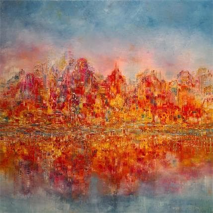 Painting Chatoiements des reflets by Levesque Emmanuelle | Painting Abstract Oil Minimalist