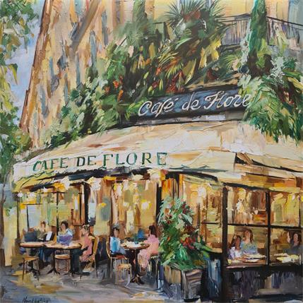 Painting Café de flore en été by Novokhatska Olga | Painting Figurative Oil Life style, Urban