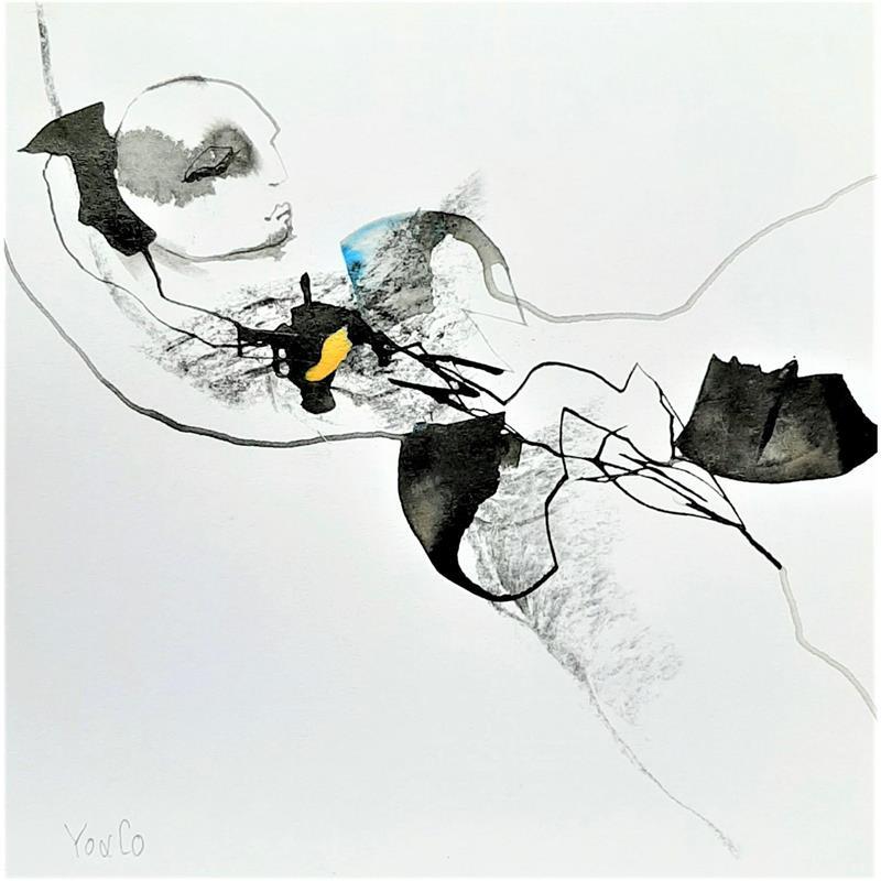 Painting Quiétude -4 by YO&CO | Painting Abstract Nude Ink
