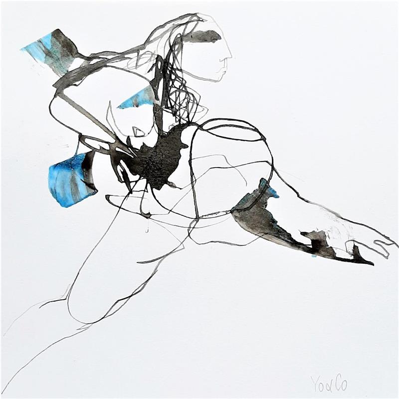 Peinture L'épopée -11 par YO&CO | Tableau Abstrait Nu Encre