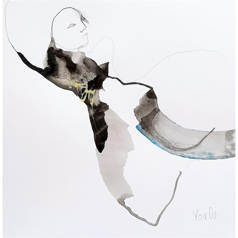 Painting La balançoire -12 by YO&CO | Painting Abstract Nude Ink