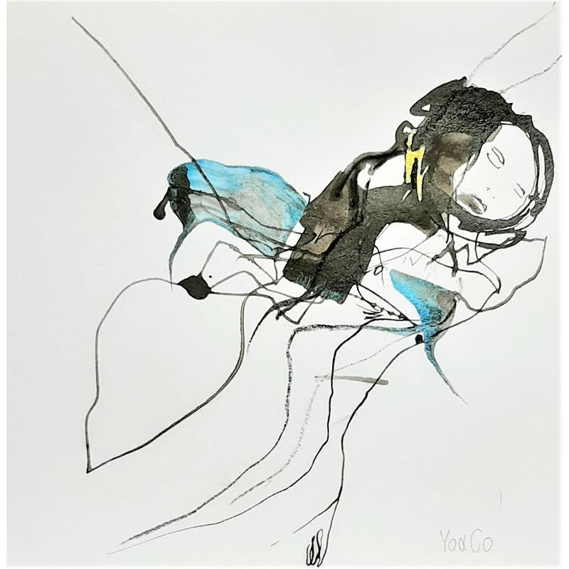 Peinture Ficelles -14 par YO&CO | Tableau Abstrait Nu Encre