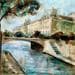 Painting Île de la cité  by Solveiga | Painting Figurative Landscapes Urban Life style Oil Acrylic