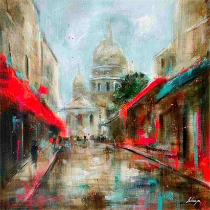 Painting Mon Montmartre by Solveiga | Painting Figurative Acrylic, Oil Landscapes, Life style, Urban