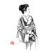 Peinture waiting geisha par Péchane | Tableau Figuratif Aquarelle Portraits scènes de vie
