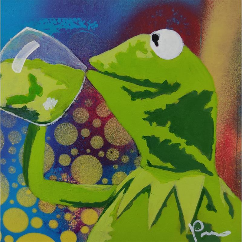 Gemälde Green to calm down von Przemo | Gemälde Pop-Art Pop-Ikonen Tiere Acryl