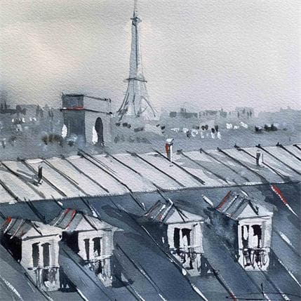 Painting Paris et ses toits by Kévin Bailly | Painting Illustrative Watercolor Landscapes, Life style, Urban
