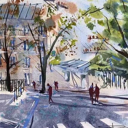 Painting Une marche à Montmartre by Kévin Bailly | Painting Illustrative Watercolor Landscapes, Life style, Urban