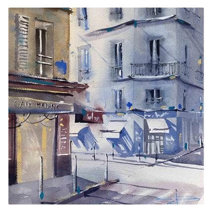 Painting Coin de rue parisien by Bailly Kévin  | Painting Figurative Mixed, Watercolor Landscapes, Life style, Urban