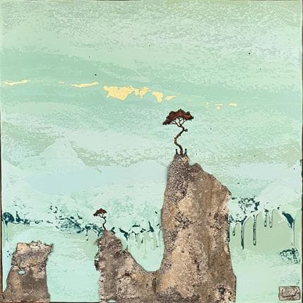 Painting Bornéo by Lemonnier François Régis | Painting Figurative Mixed Landscapes, Minimalist