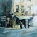 Peinture Les habitués de chez Olivier par Abbatucci Violaine | Tableau Figuratif Aquarelle Paysages Vues urbaines scènes de vie