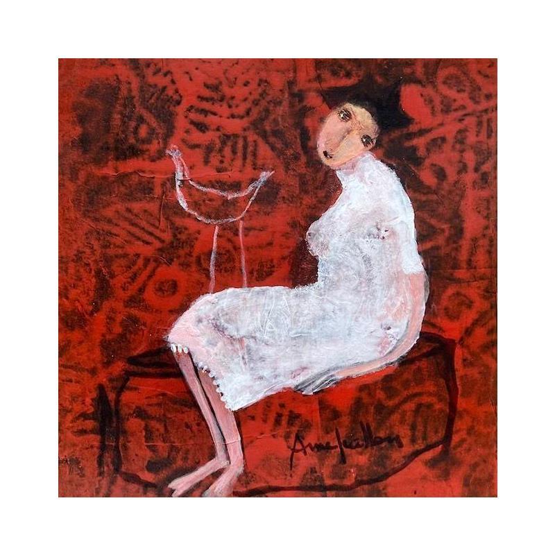 Painting Dans le rouge de l'instant by Guillon Anne | Painting Figurative Life style