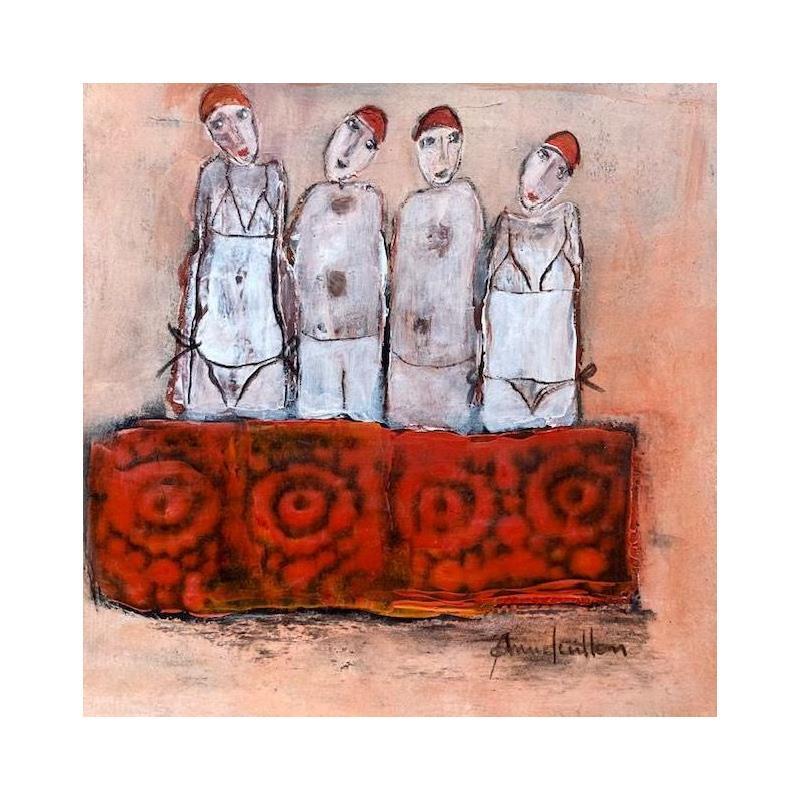 Peinture Les bonnets rouge par Guillon Anne | Tableau Figuratif Scènes de vie