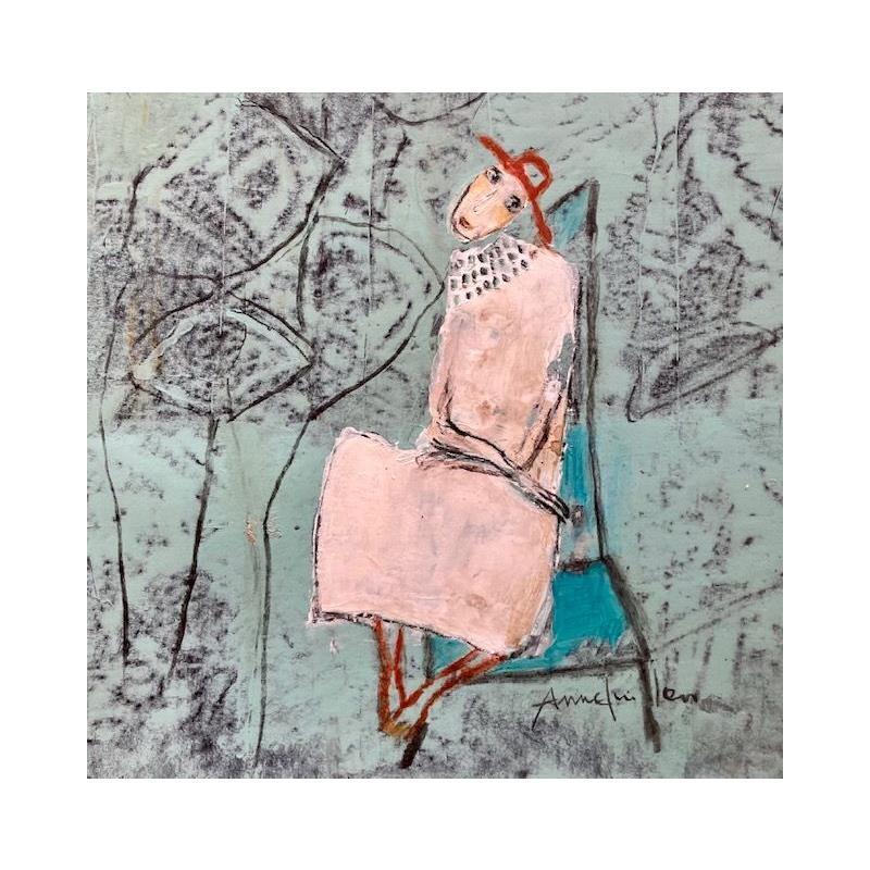 Gemälde La chaise bleue von Guillon Anne | Gemälde Figurativ Alltagsszenen