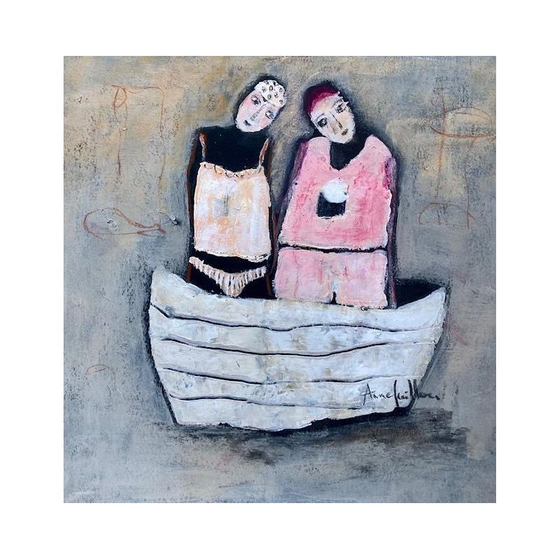 Painting Petit bateau by Guillon Anne | Painting Figurative Life style