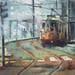 Painting Son tram du matin by Abbatucci Violaine | Painting Figurative Watercolor Landscapes
