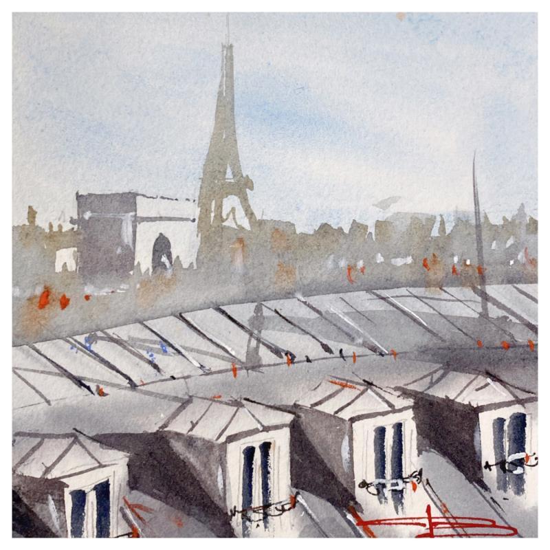 Painting Les toits de Paris by Bailly Kévin  | Painting Figurative Landscapes Urban Watercolor