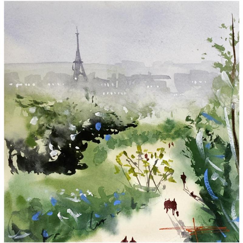 Painting Promenade dans les parcs de Paris by Bailly Kévin  | Painting Figurative Urban Life style Watercolor