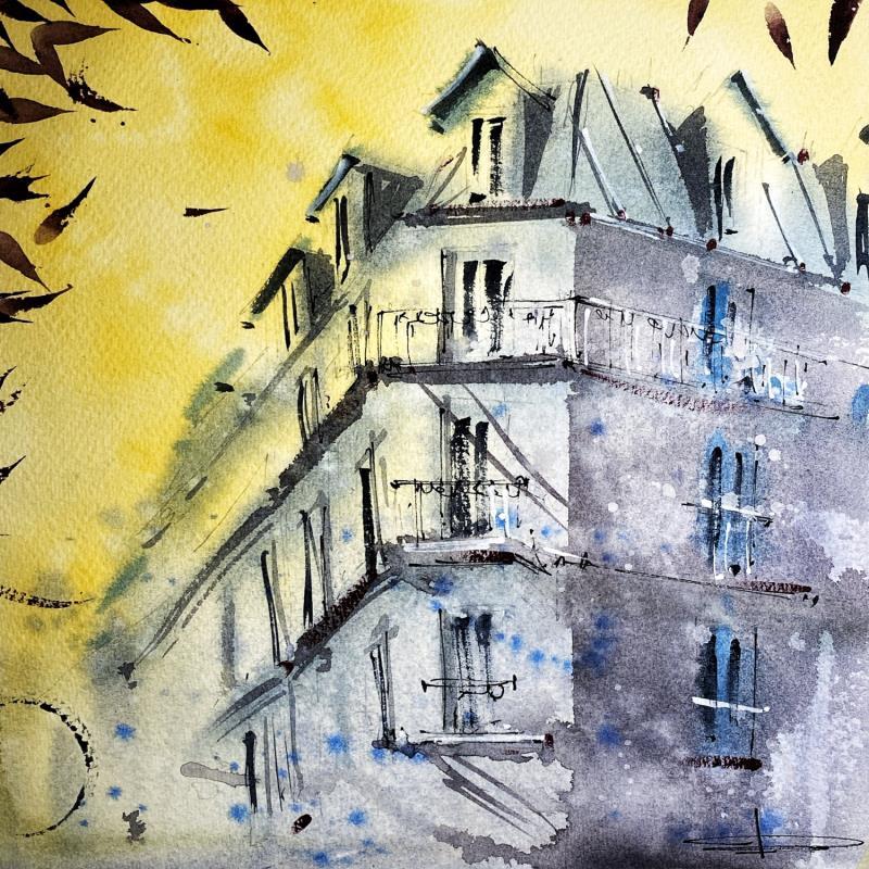 Painting Façade parisienne by Bailly Kévin  | Painting Figurative Watercolor Urban