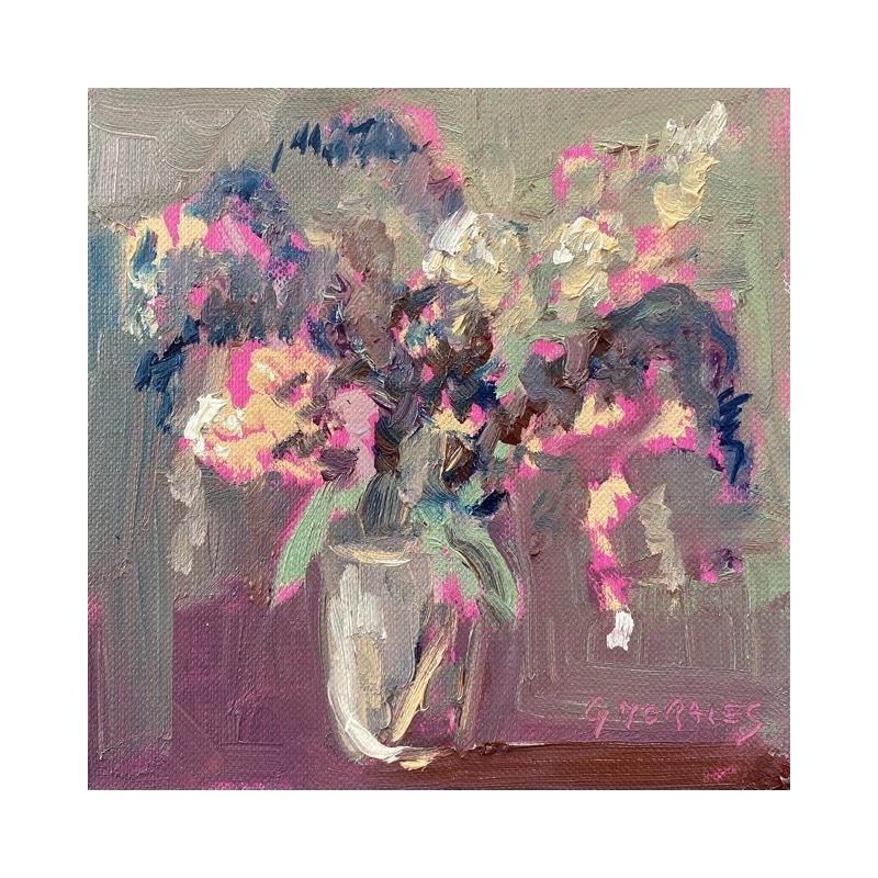 Gemälde BOUQUET MAUVE Séché von Morales Géraldine | Gemälde Figurativ Stillleben Öl Acryl