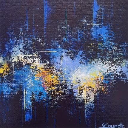 Abstract Acrylic Painting White & More Blue Bronze Red