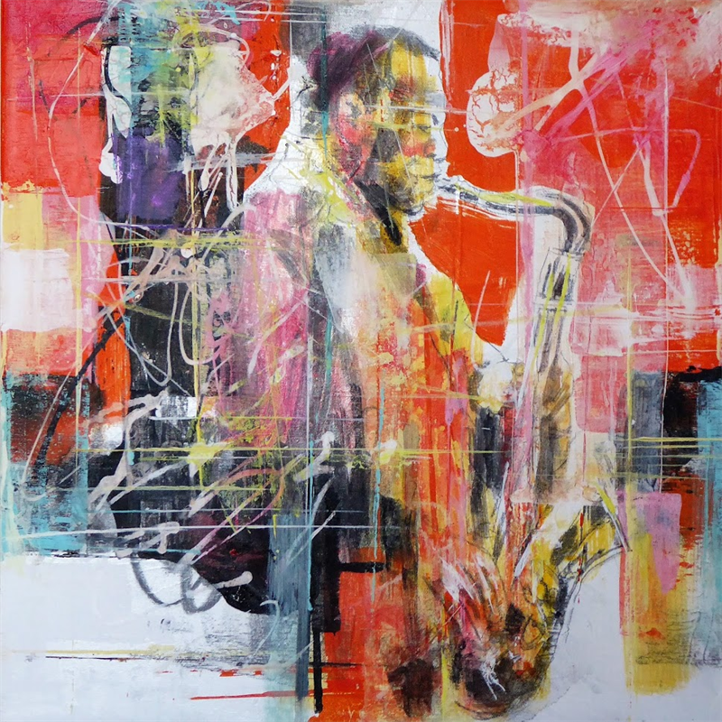 Painting Jazz Hip Hop by Silveira Saulo | Painting Figurative Mixed Portrait