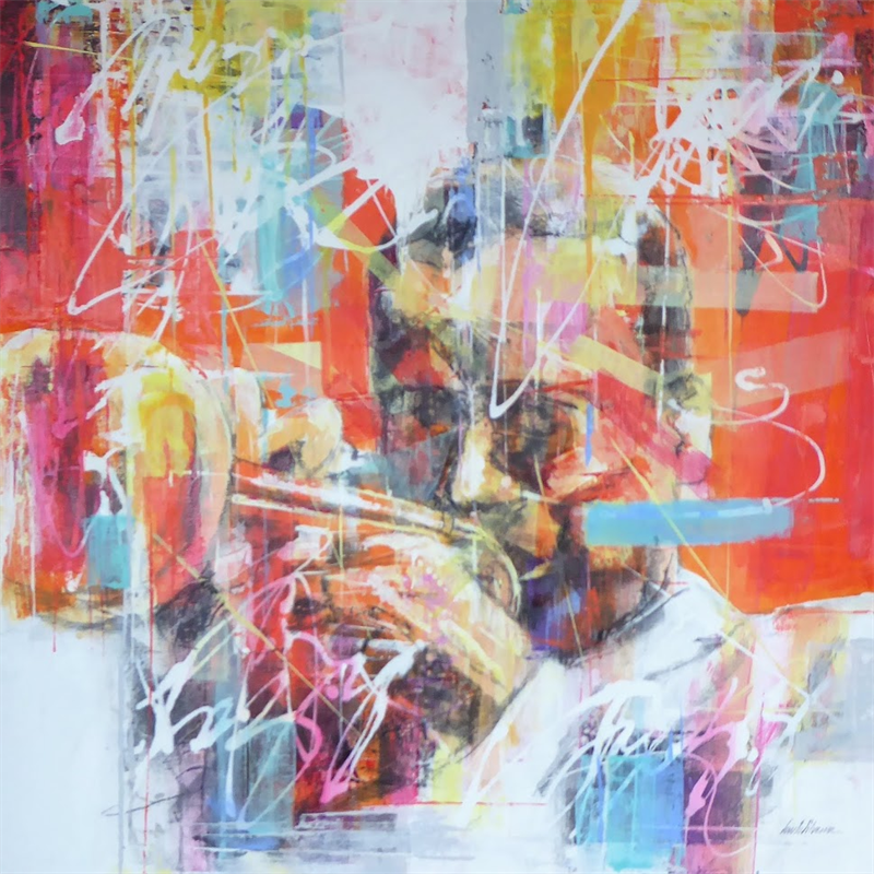 Painting Jazz Music by Silveira Saulo | Painting Figurative Oil Portrait