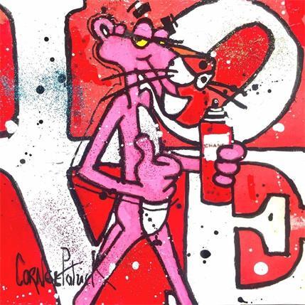 Painting Pink Panther love red by Cornée Patrick | Painting Street art Acrylic, Graffiti, Mixed, Oil Life style, Pop icons, Portrait