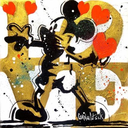 Painting Mickey love gold by Cornée Patrick | Painting Pop art Acrylic, Graffiti, Mixed, Oil Life style, Pop icons, Portrait