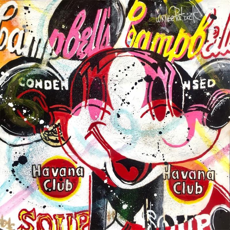 Painting Mickey likes cocktail by Cornée Patrick | Painting Pop art Portrait Pop icons Graffiti Mixed Acrylic