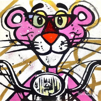 Peinture Pink Panther with Harley par Cornée Patrick | Tableau Pop Art Acrylique, Graffiti, Mixte icones Pop, scènes de vie