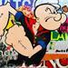 Painting POPEYE IS ANGRY by Mestres Sergi | Painting Pop-art Pop icons Graffiti Cardboard Acrylic